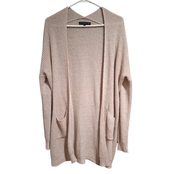 Elite Collection Beige Open Front Cardigan Sweater Large L - Picture 1 of 6